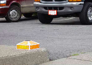 Island Beacon Oversized Curb Road Markers, Orange Reflective Pavement Markers